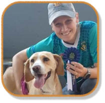 happy client with graduate puppy