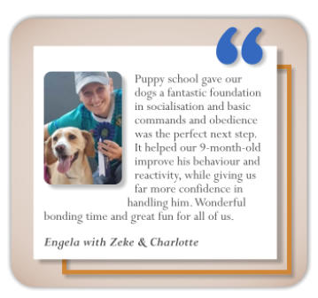 client testimonial midstream puppy classes engela