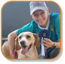 happy client with graduate puppy
