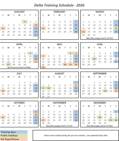 McKaynine Delta Dog Training Schedule 2026
