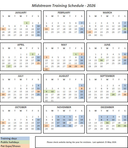 McKaynine Midstream Dog Training Schedule 2026